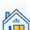 Stylized icon representing a modern house